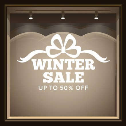 Winter Sale Bow Αυτοκόλλητο Βιτρίνας